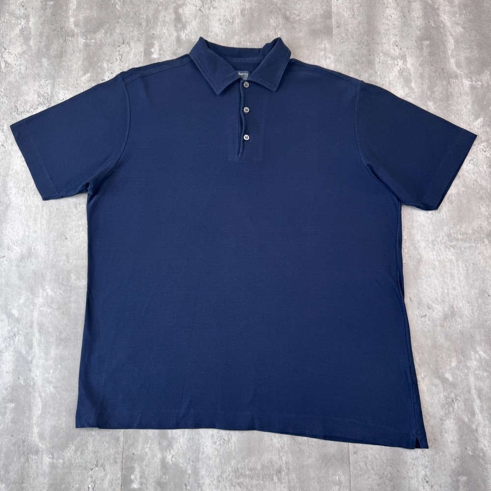 Vintage Burberrys Polo Shirt Mens XL Navy Blue Cotton Short Sleeve Made in Italy
